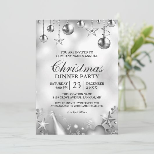 Silver Ornamenten kerstfeestdag Kaart (Staand voorkant)