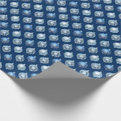 Silver Ornaments on Dark Blue Cadeaupapier (Hoek)