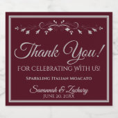 Silver over het Bourgogne huwelijk Dank je Sparkling Wijnetiket (Enkel label)