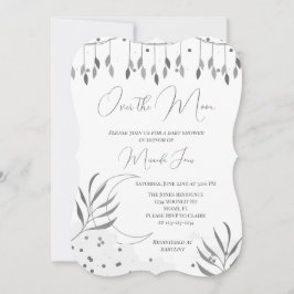 Silver Over the Moon Modern Baby shower Invitation