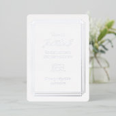 Silver Over White Holiday Foil Invitation Card Folie Feestdagenkaart (Staand Voorkant)