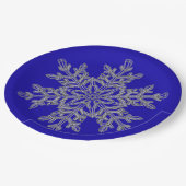 Silver Overlay Snowflake op kobalt Blue Papieren Bordje (Gekanteld)