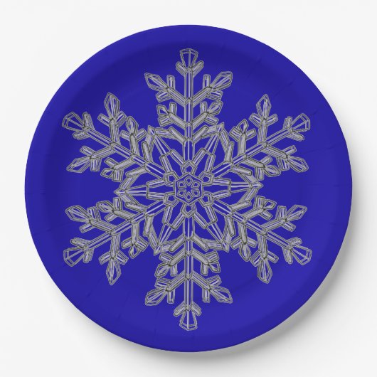 Silver Overlay Snowflake op kobalt Blue Papieren Bordje (Voorkant)