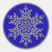 Silver Overlay Snowflake op kobalt Blue Ronde Sticker (Voorkant)