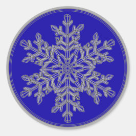 Silver Overlay Snowflake op kobalt Blue Ronde Sticker