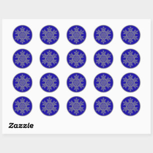 Silver Overlay Snowflake op kobalt Blue Ronde Sticker