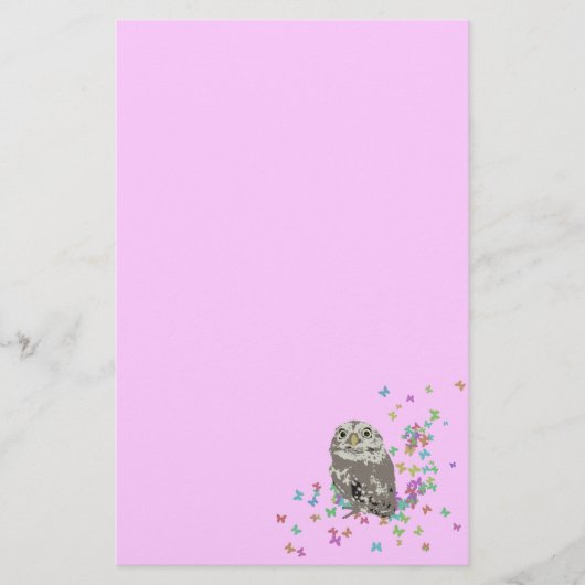 Silver Owl met Butterflies Briefpapier (Voorkant)