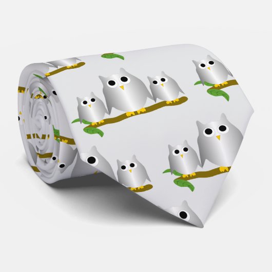 Silver Owls Design Any Colour Background Stropdas (Opgerold)