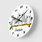 Silver Owls Design Personalised Ronde Klok (Hoek)