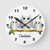 Silver Owls Design Personalised Ronde Klok (Voorkant)