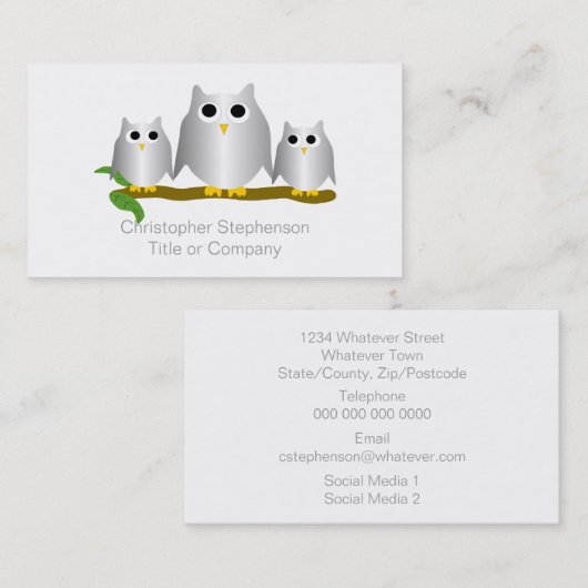 Silver Owls Design Visitekaartje (Voorkant / Achterkant)