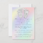 Silver Paars Baby shower Feet Boy 3d Hologr Kaart (Voorkant)