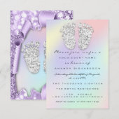 Silver Paars Baby shower Feet Boy 3d Hologr Kaart (Voorkant / Achterkant)