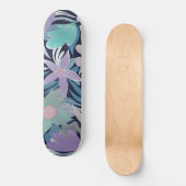Silver Paars Blue Floral Leaves Illustrations Persoonlijk Skateboard (Voorkant)