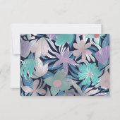 Silver Paars Blue Floral Leaves Illustrations Save The Date (Achterkant)