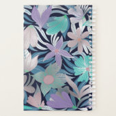 Silver Paars Blue Floral Leaves Monogram Planner (Achterkant)