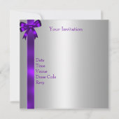 Silver Paars Bow 40th Elegant Birthday Party Kaart (Achterkant)