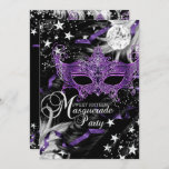 Silver Paars Mask Star Night Masquerade Sweet 16 Kaart<br><div class="desc">Silver & Paarse Sweet Sixteen Masquerade Birthday party Invitation.  paars diamantmasker en veerjuwelen. Let op: alle platte afbeeldingen!</div>