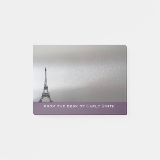 Silver Paars Paris Eiffel Tower Personalized Post-it® Notes (Voorkant)