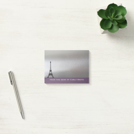 Silver Paars Paris Eiffel Tower Personalized Post-it® Notes (Kantoor)