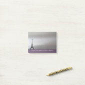 Silver Paars Paris Eiffel Tower Personalized Post-it® Notes (Op bureau)