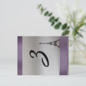 Silver Paars Paris Eiffeltower Table Number Briefkaart (Staand voorkant)