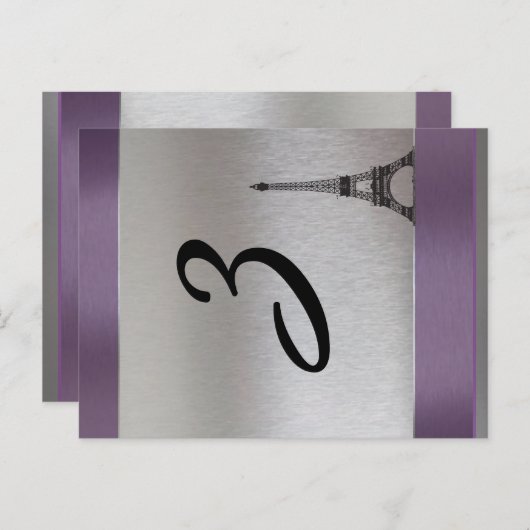 Silver Paars Paris Eiffeltower Table Number Briefkaart (Voorkant / Achterkant)