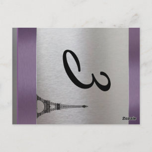 Silver Paars Paris Eiffeltower Table Number Briefkaart