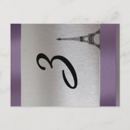Silver Paars Paris Eiffeltower Table Number Briefkaart