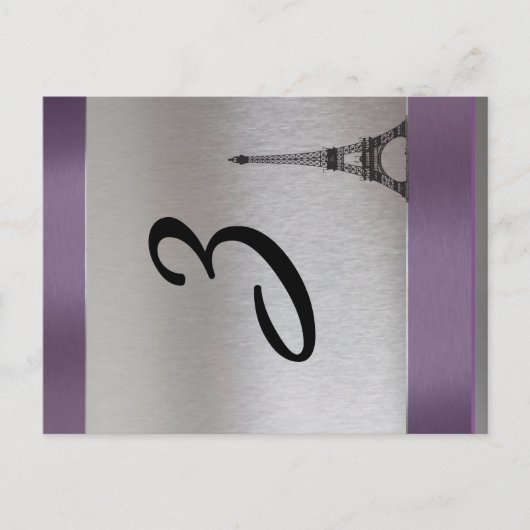 Silver Paars Paris Eiffeltower Table Number Briefkaart (Voorkant)
