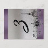 Silver Paars Paris Vertical Table Number Briefkaart (Voorkant)