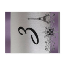 Silver Paars Paris Vertical Table Number
