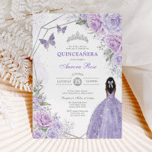 Silver Paars Quinceañera Butterfly Princess Party