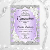 Silver Paars Quinceanera Uitnodiging