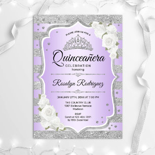 Silver Paars Quinceanera Uitnodiging