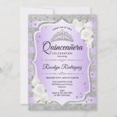 Silver Paars Quinceanera Uitnodiging (Voorkant)