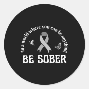 Silver Paars Ribbon Overdosis Bewustzijnsdag Herst Ronde Sticker