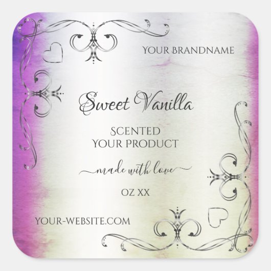 Silver Paars Shimmery Marble Product Label (Voorkant)