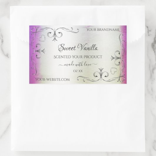 Silver  Paars Shimmery Marble Product Label (Tas)