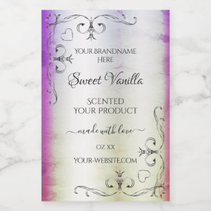 Silver  Paars Shimmery Marble Product Label Voedselcontainer Etiket