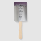 Silver Paars Wedding Programme Handwaaier (Achterkant)