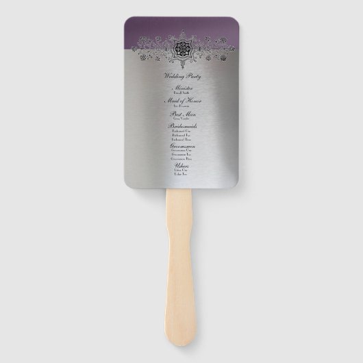 Silver Paars Wedding Programme Handwaaier (Achterkant)
