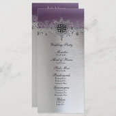 Silver Paars Wedding Programme Programmakaart (Voorkant / Achterkant)