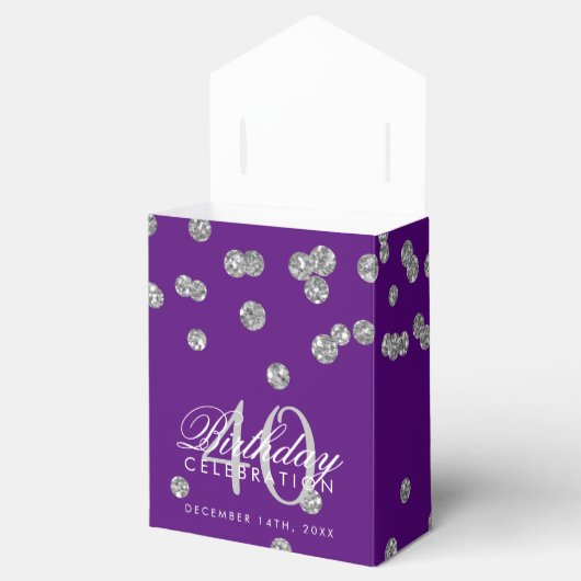 Silver Paarse 40e Verjaardag Dank u Confetti Bedankdoosjes (Geopend)