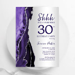 Silver Paarse Agaat Surprise 30e verjaardag Kaart<br><div class="desc">Paarse en zilveren agaat verrassing 30ste verjaardagsfeestuitnodiging. Elegant modern ontwerp met waterverf agaat marmeren geode achtergrond,  faux glitter zilver en typografie script lettertype. Trendy uitnodigingskaart perfect voor een stijlvol vrouwenfeest. Gedrukte Zazzle-uitnodigingen of direct download digitale afdrukbare sjabloon.</div>