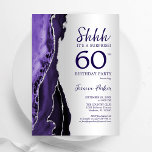 Silver Paarse Agaat Surprise 60e verjaardag Kaart<br><div class="desc">Paarse en zilveren agaat verrassing 60ste verjaardagsfeestuitnodiging. Elegant modern ontwerp met waterverf agaat marmeren geode achtergrond,  faux glitter zilver en typografie script lettertype. Trendy uitnodigingskaart perfect voor een stijlvol vrouwenfeest. Gedrukte Zazzle-uitnodigingen of direct download digitale afdrukbare sjabloon.</div>