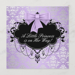 Silver Paarse Black Princess Baby Girl Shower Kaart