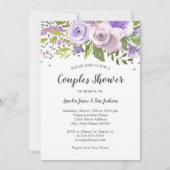 Silver Paarse Bloemen Paren Douche Uitnodiging (Voorkant)