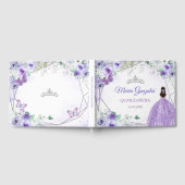 Silver & Paarse Bloemen Quinceañera Gastenboek (Volledig)