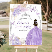 Silver Paarse Boho Vlinder Quinceañera Welkom Poster
